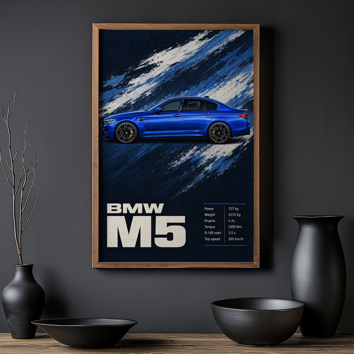 Vintage BMW M5 Print, Car Wall Art for Men