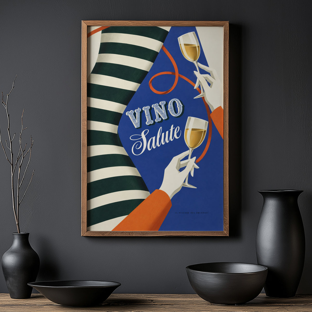Vintage Wine Print Poster, Italian Toast Wall Art