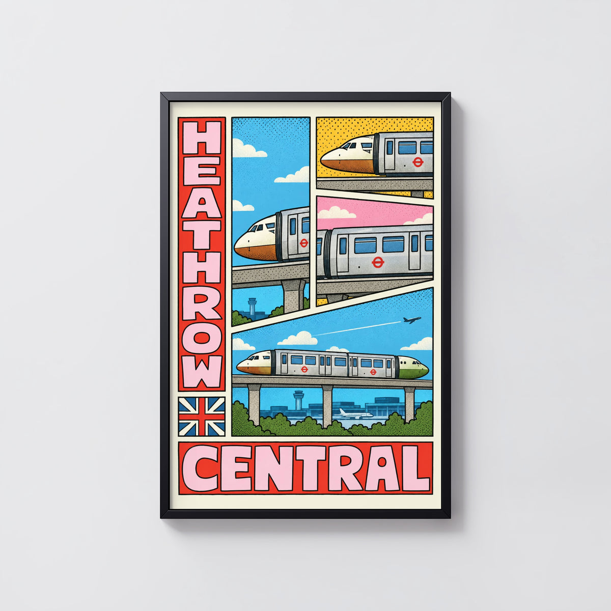 Vintage Heathrow Central Poster, London Tube Wall Art