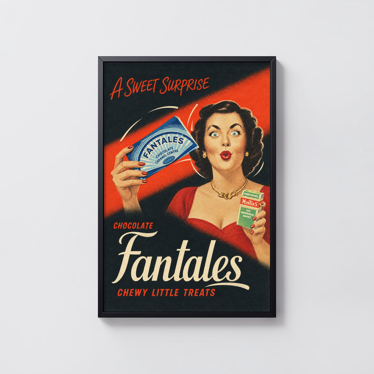 Vintage Fantales Sweets Poster, Retro Kitchen Wall Art Print