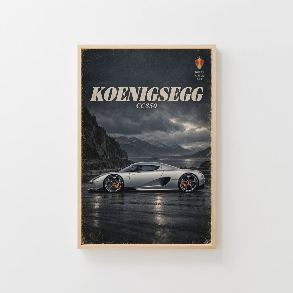 Vintage Koenigsegg CC850 Print, Supercar Wall Art