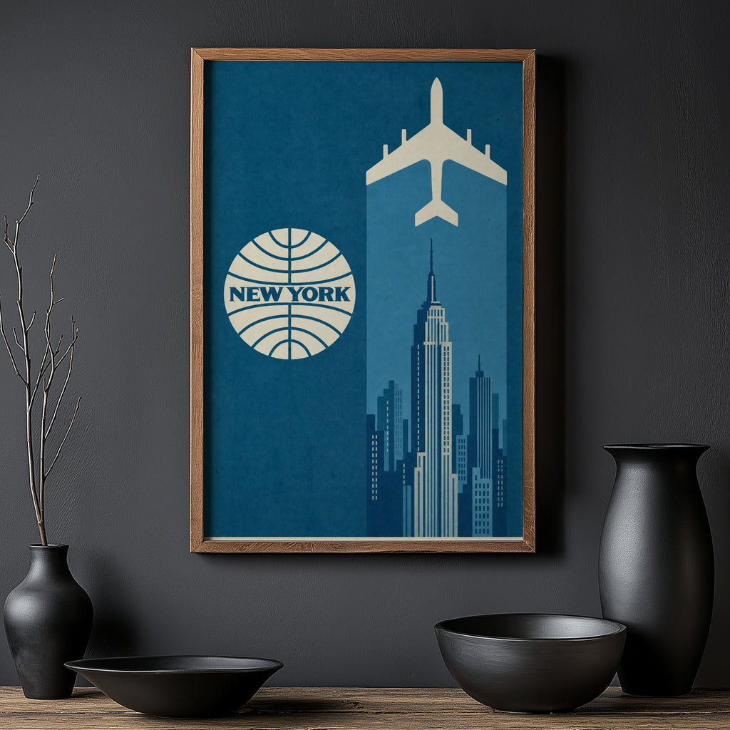 Vintage New York Poster, Skyline Wall Art, Retro Print