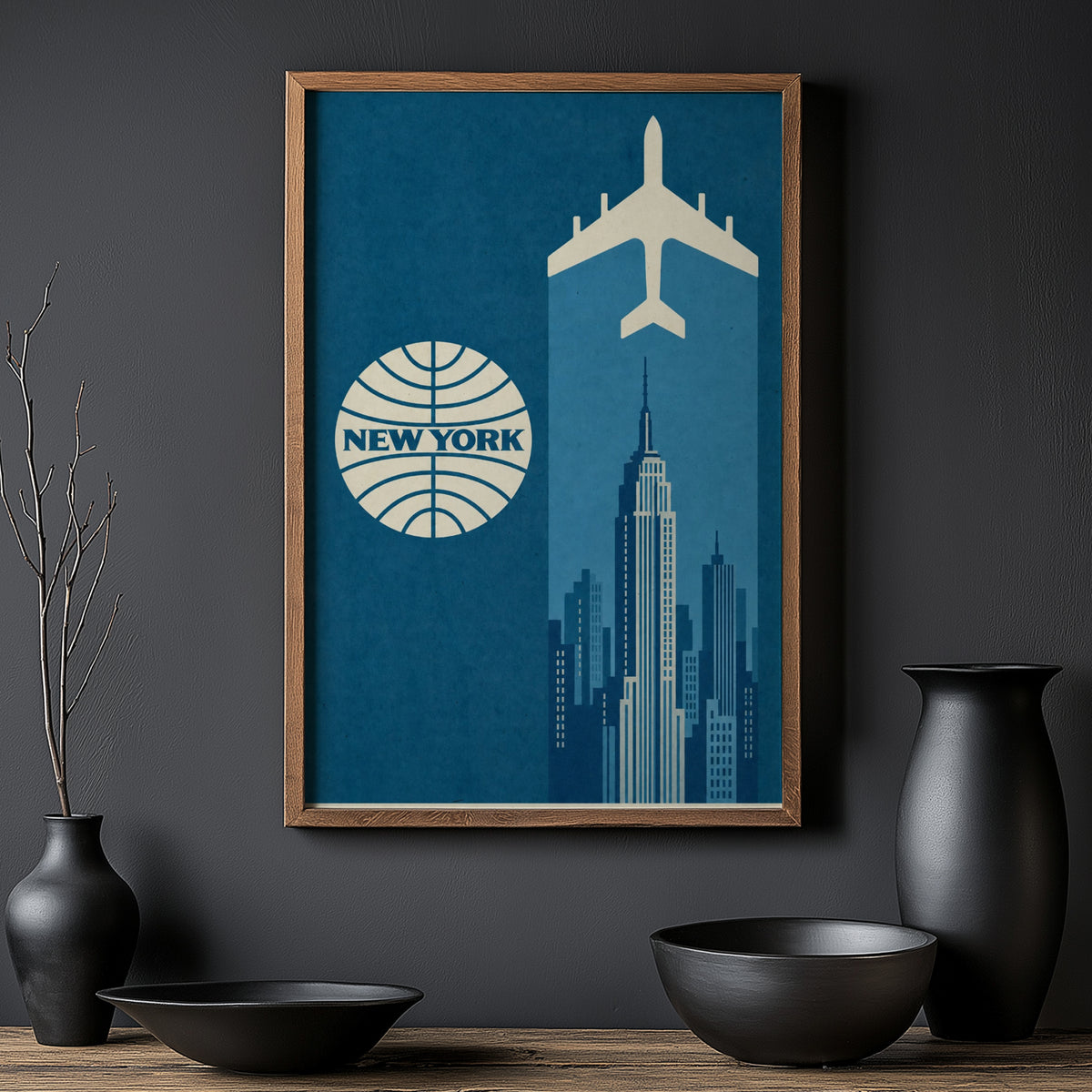 Vintage New York Poster, Skyline Wall Art, Retro Print