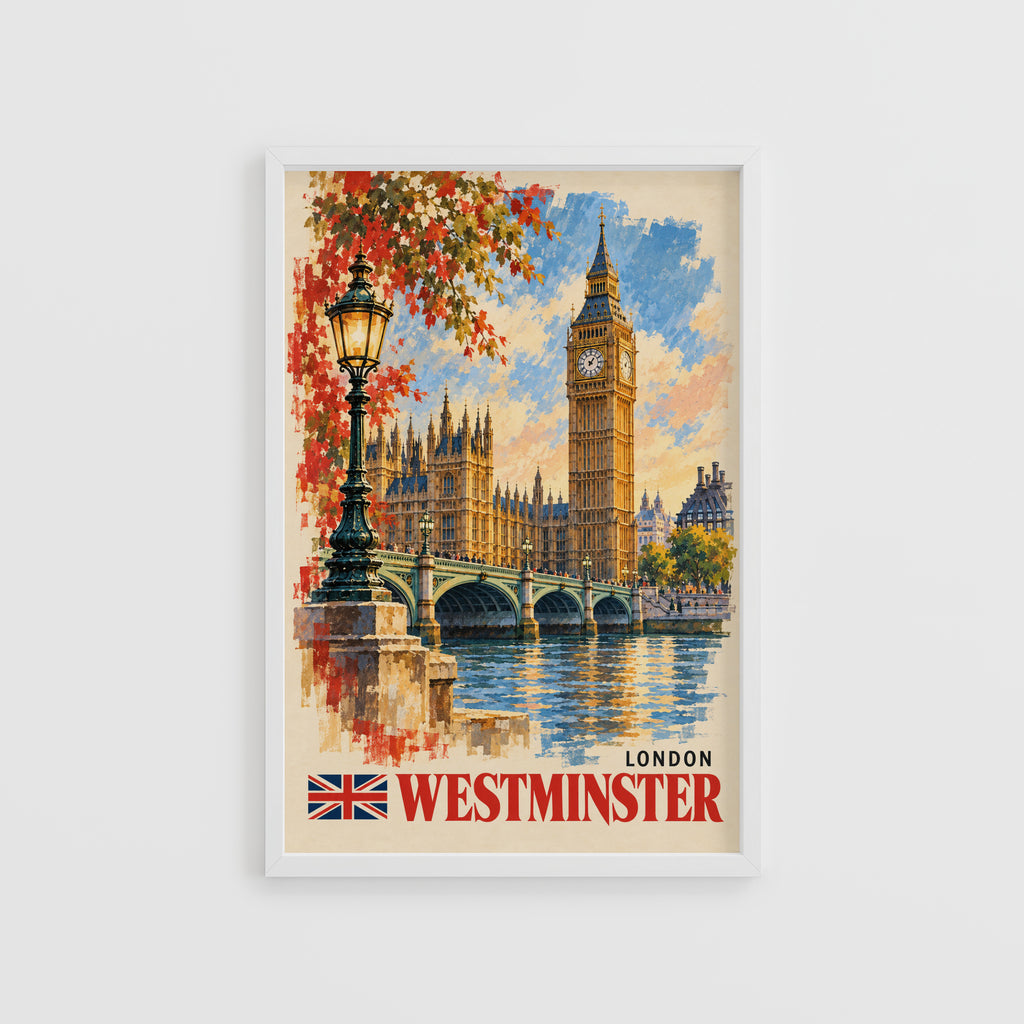 Vintage Westminster Poster, London Wall Art, Big Ben Print