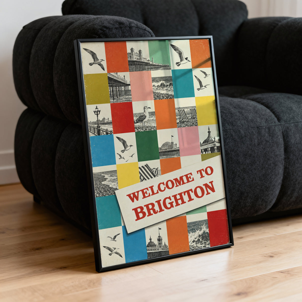 Vintage Brighton Poster, Seaside Wall Art, Pier Print