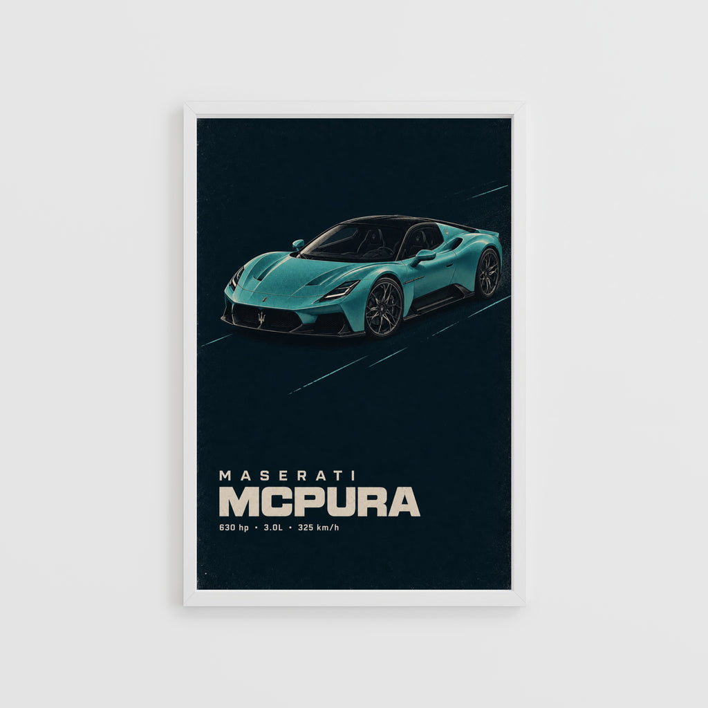 Vintage Maserati MCPURA Print, Car Wall Art