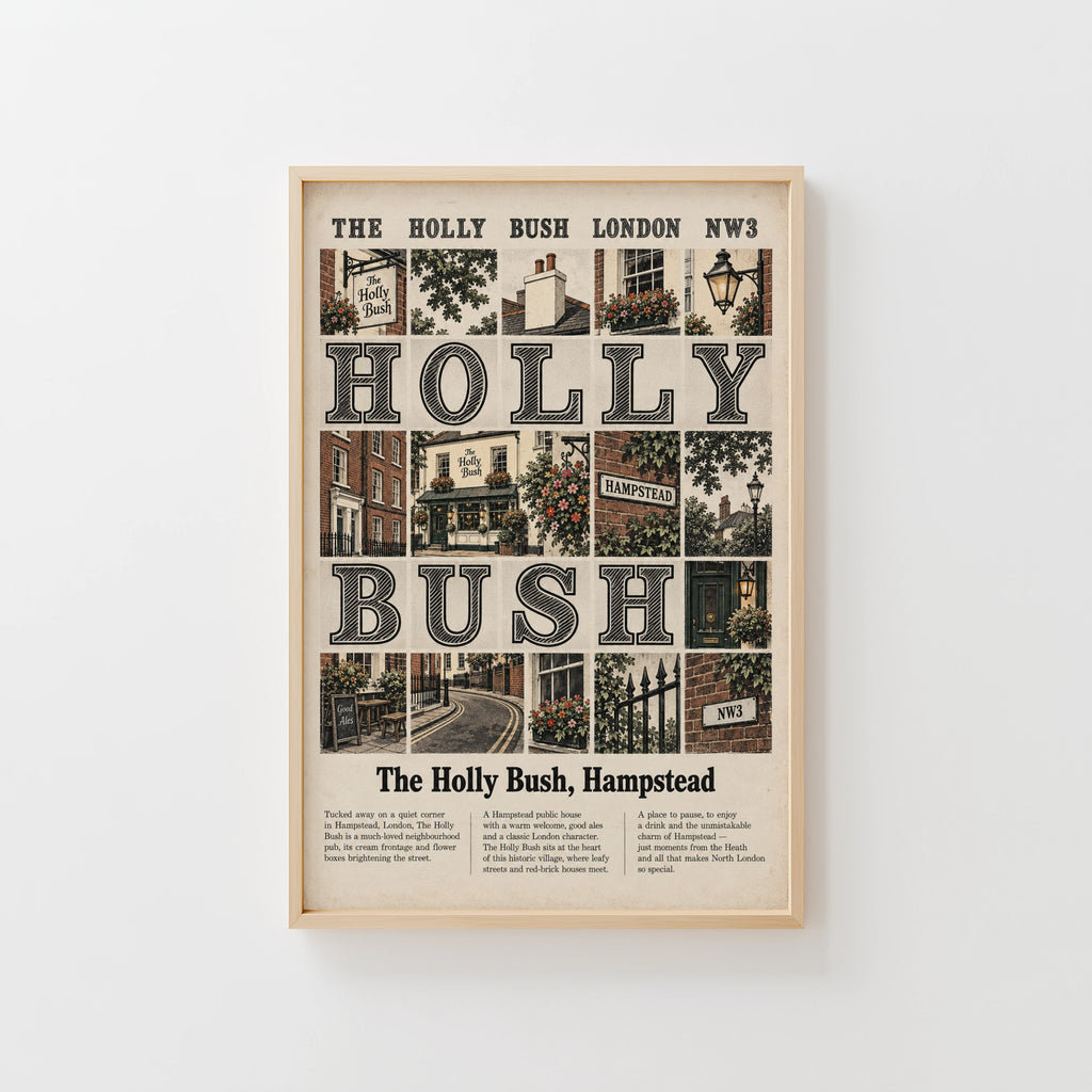 Vintage Holly Bush Hampstead London Poster, Pub Print