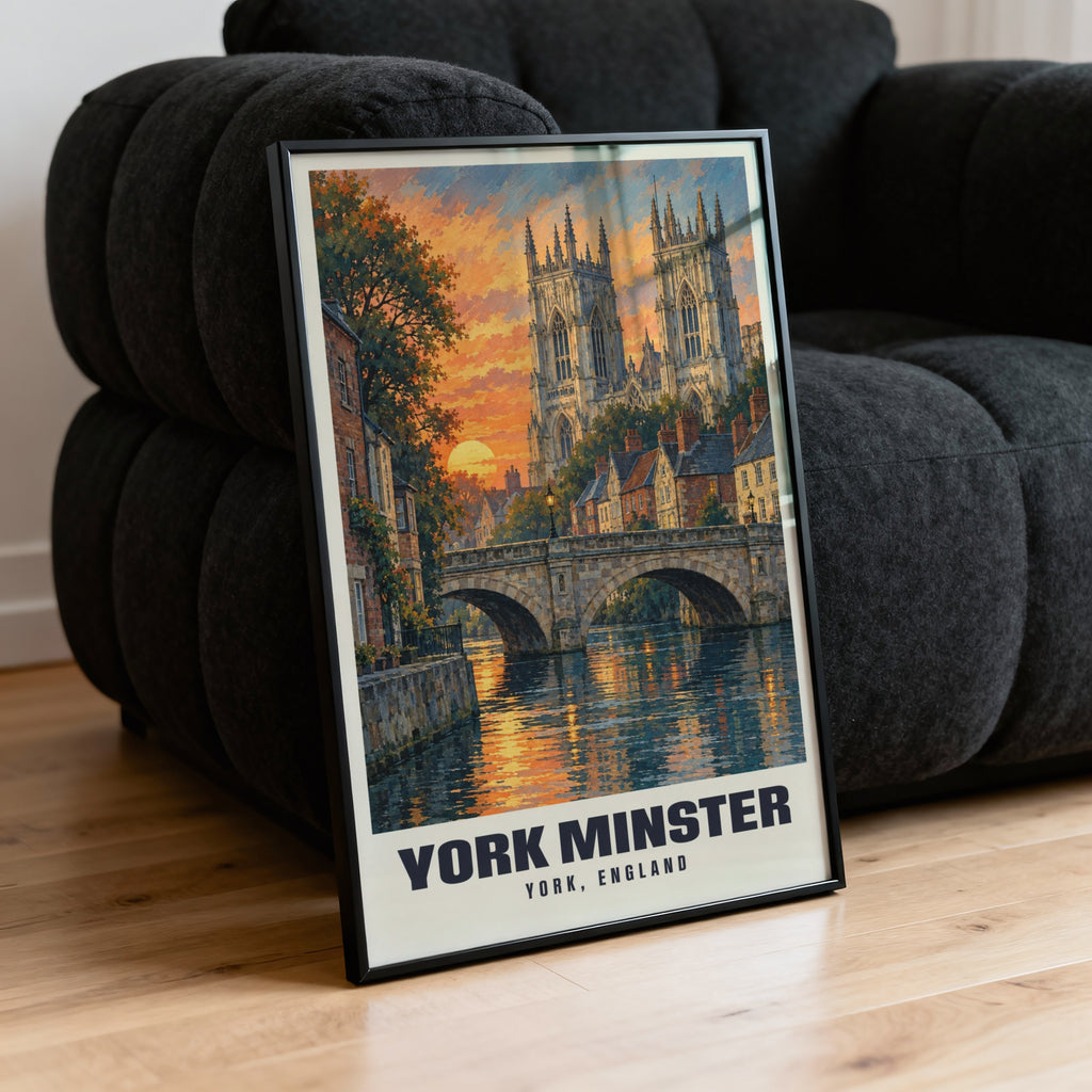 Vintage York Minster Poster, England Wall Art, Travel Print
