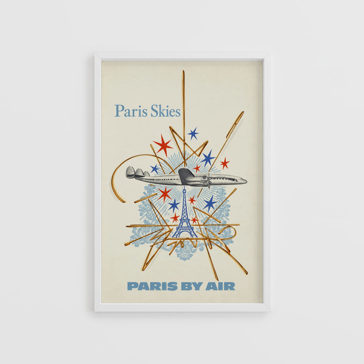 Vintage Paris Poster, Eiffel Tower Wall Art, Travel Print