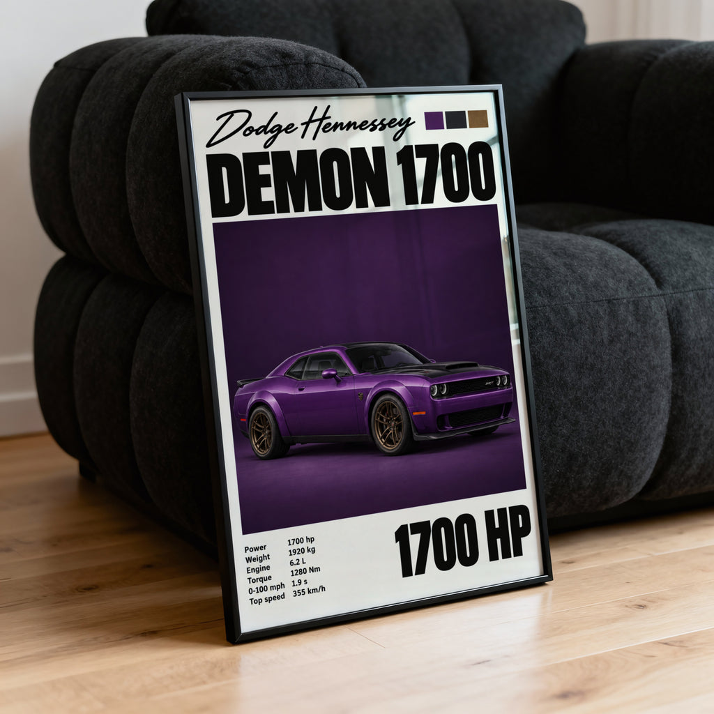 Vintage Dodge Demon Print, Purple Muscle Car Art