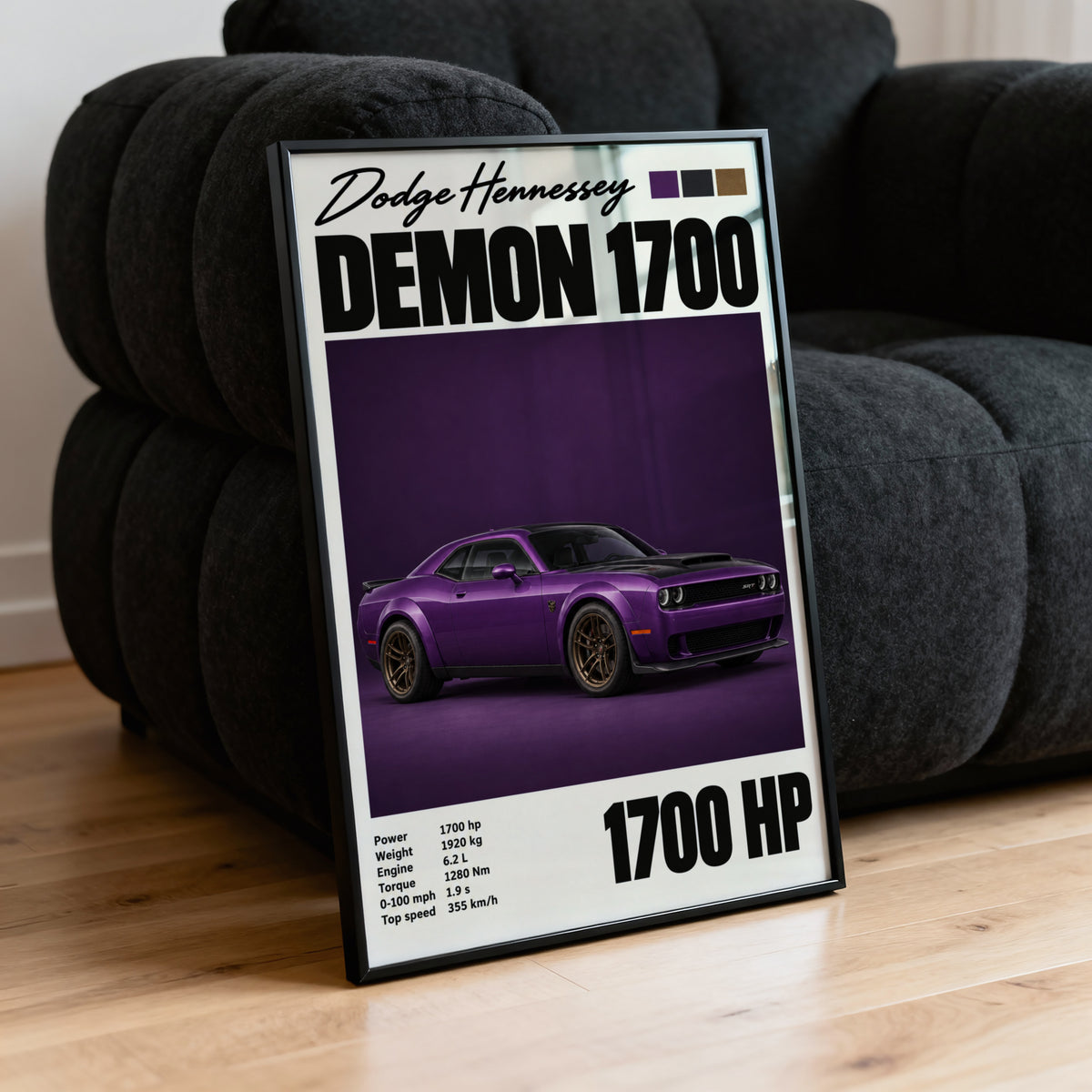 Vintage Dodge Demon Print, Purple Muscle Car Art