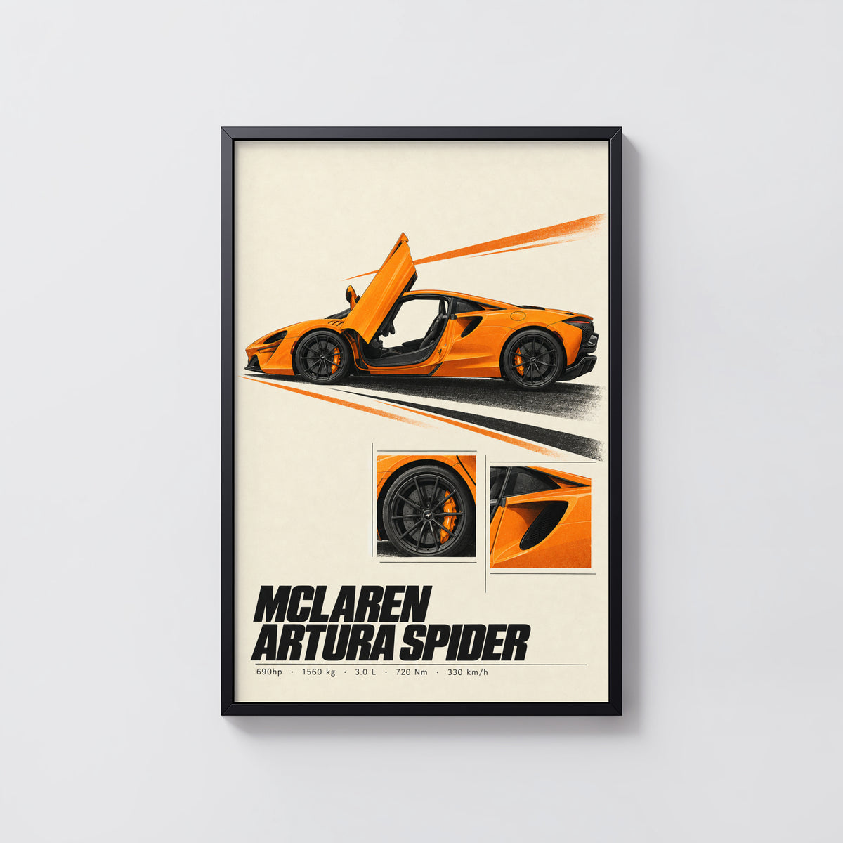 Vintage McLaren Artura Spider Print, Car Wall Art