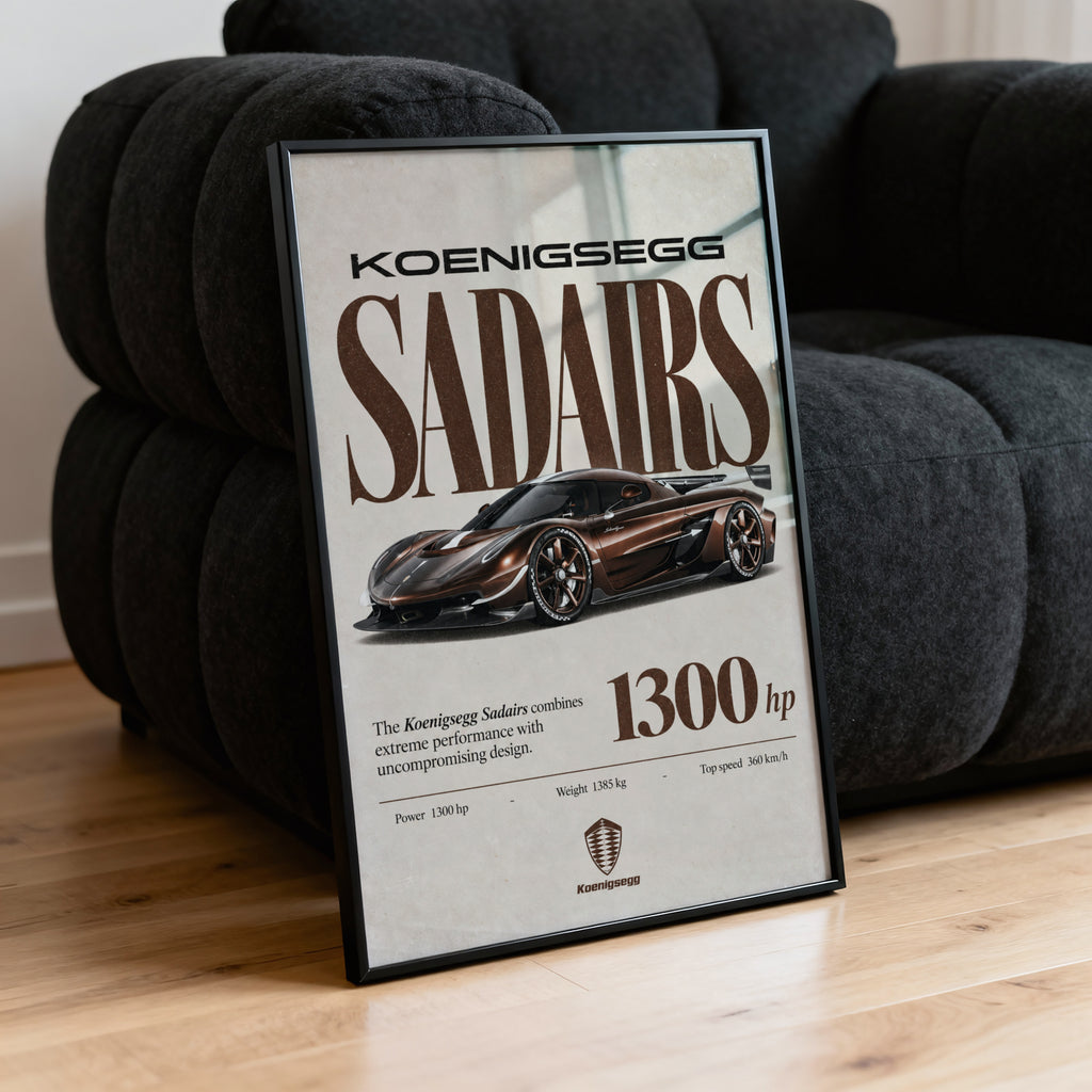 Vintage Koenigsegg Sadairs Print, Supercar Wall Art
