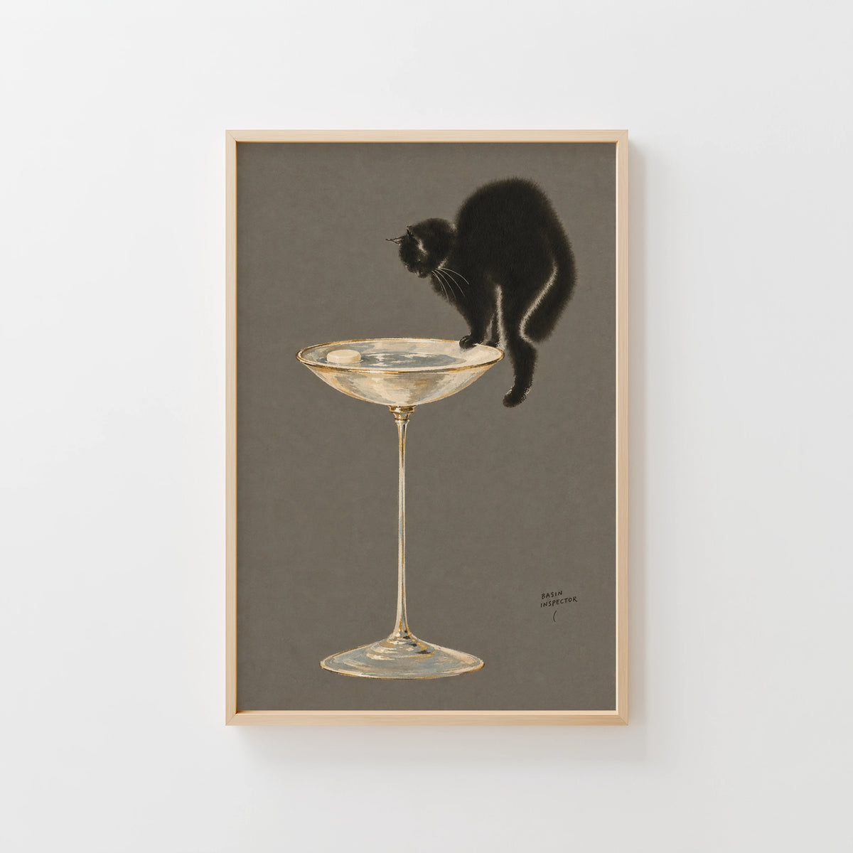 Vintage Black Cat Print and Poster, Bathroom Wall Art