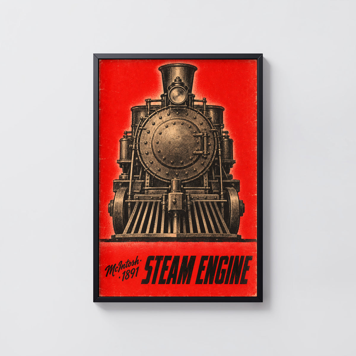 Vintage Steam Engine Print Poster, Locomotive Wall Art