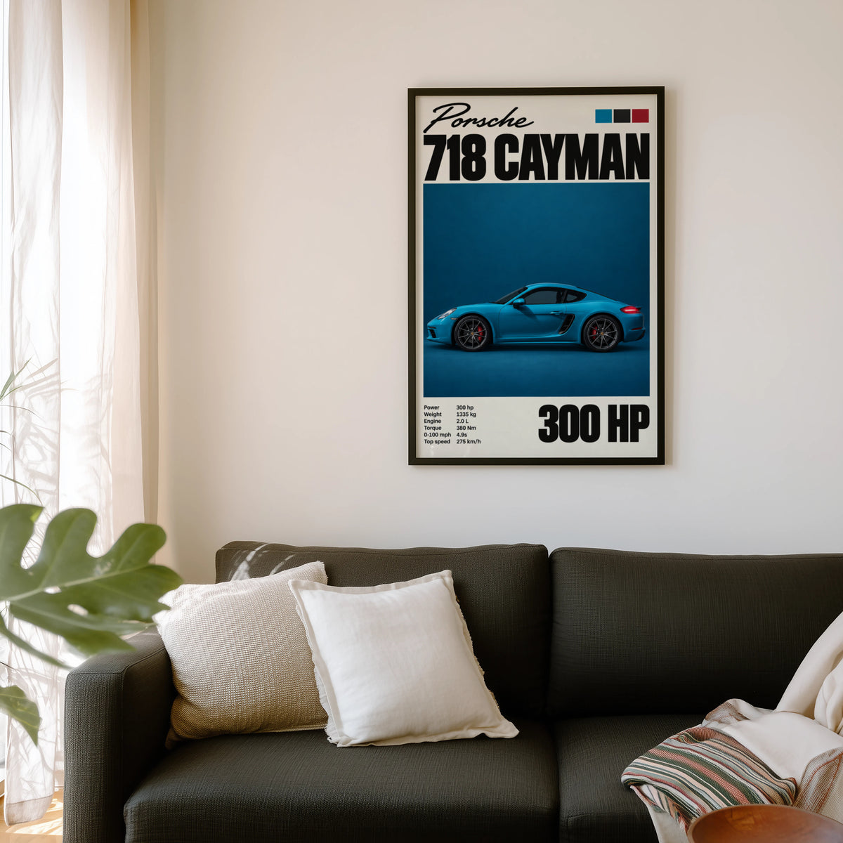 Vintage Porsche Cayman Print, Car Wall Art