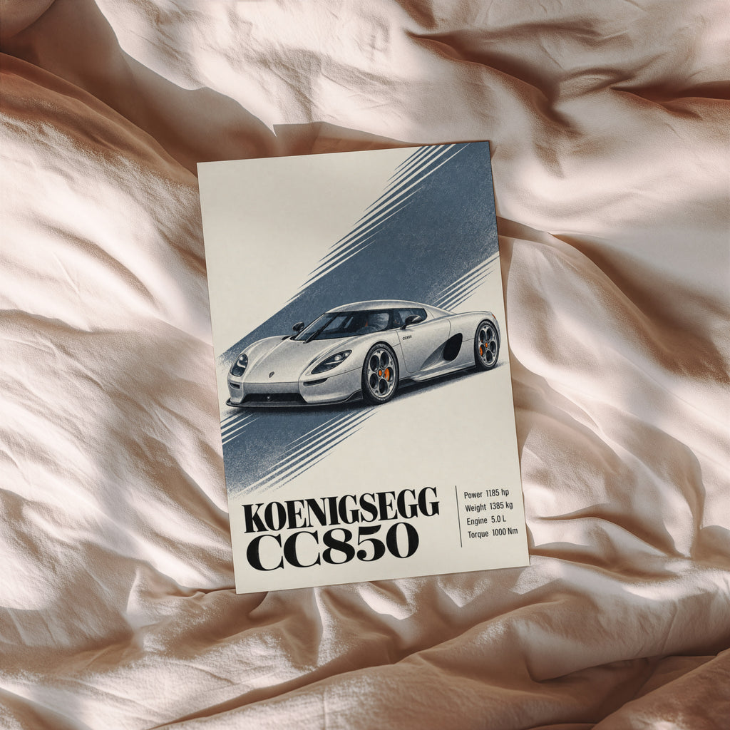 Vintage Koenigsegg CC850 Print, Hypercar Wall Art