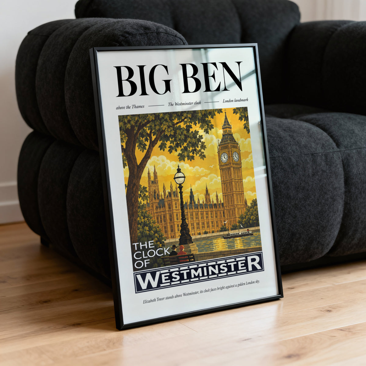 Vintage Big Ben Poster, London Wall Art, Westminster Print