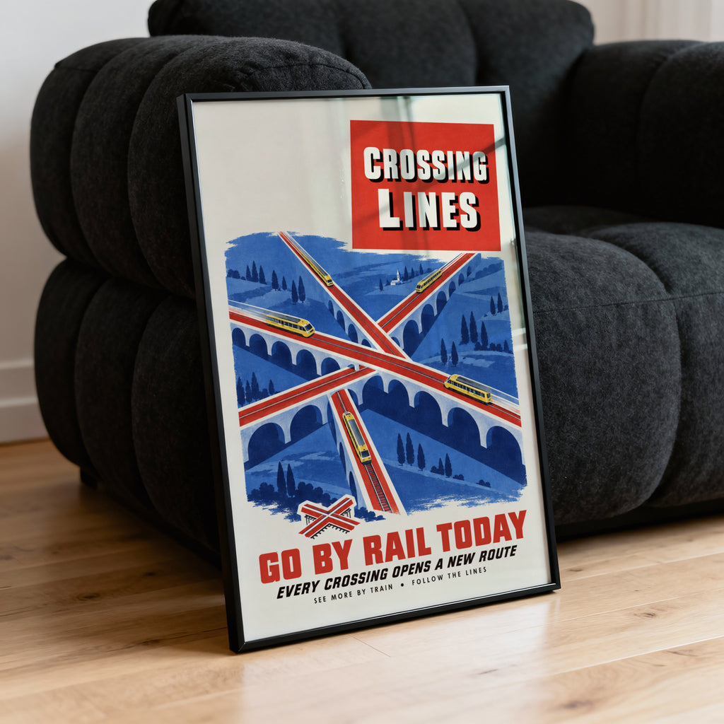 Vintage Train Print Poster, Railway Viaduct Wall Art