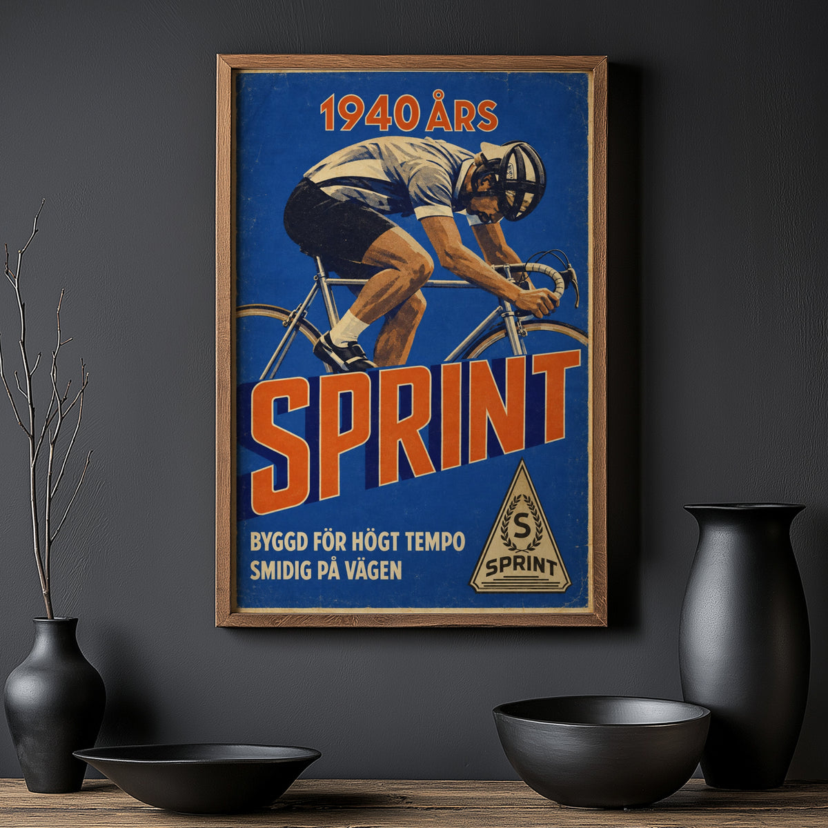 Vintage Cycling Poster, Swedish Racing Bike Print, Wall Art