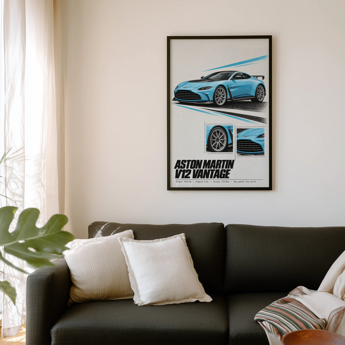Vintage Aston Martin V12 Vantage Print, Car Wall Art