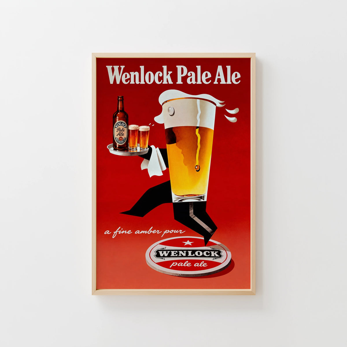 Vintage Wenlock Pale Ale Beer Print and Poster, Pub Art