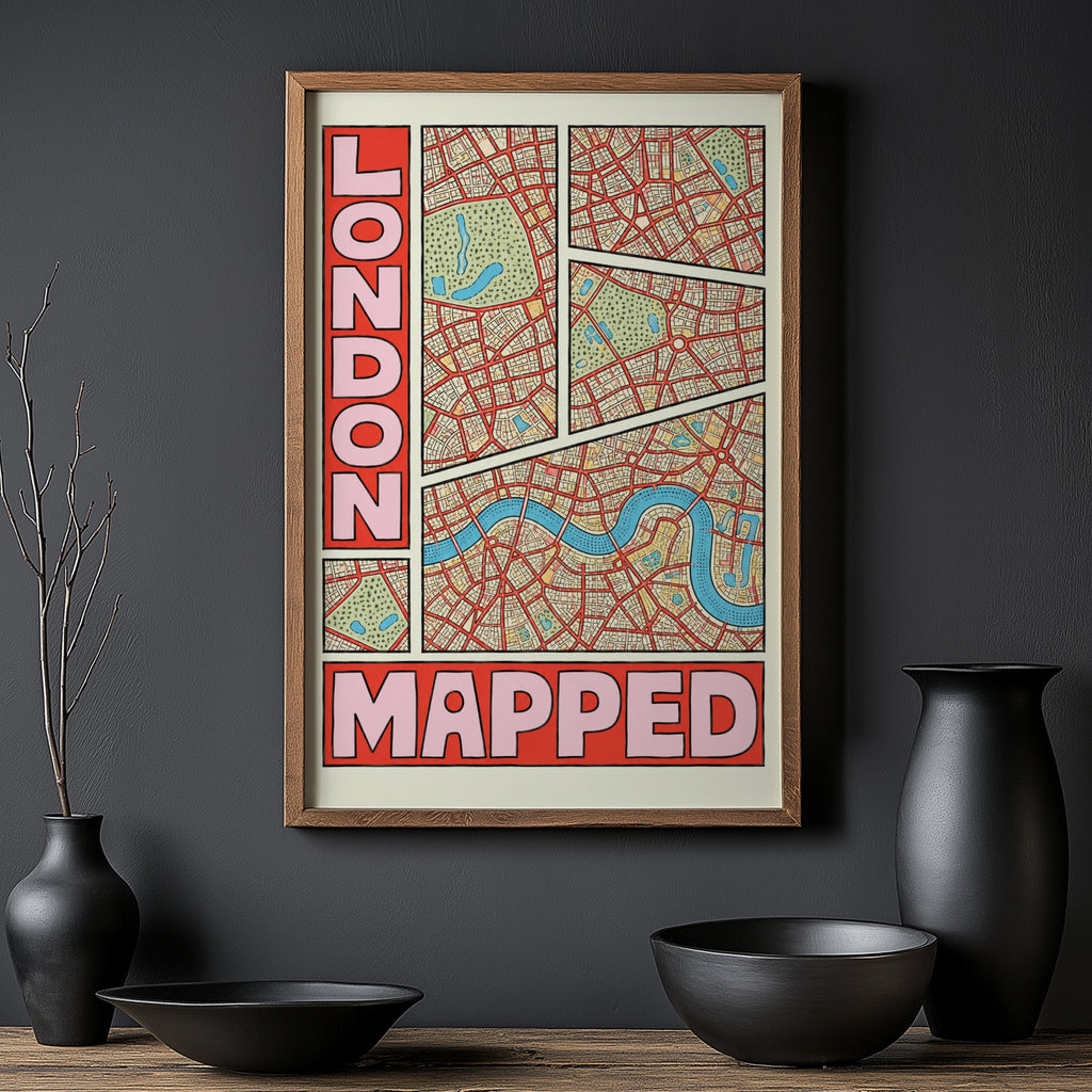 Vintage London Map Poster, England Wall Art, City Print