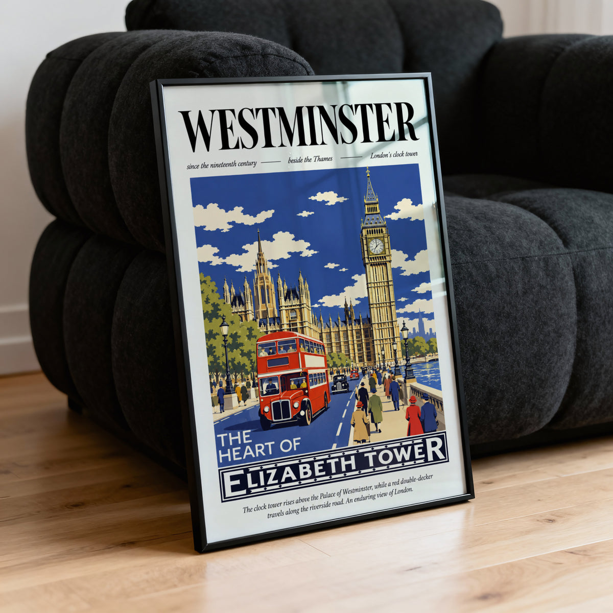 Vintage Westminster London Poster, Big Ben Wall Art