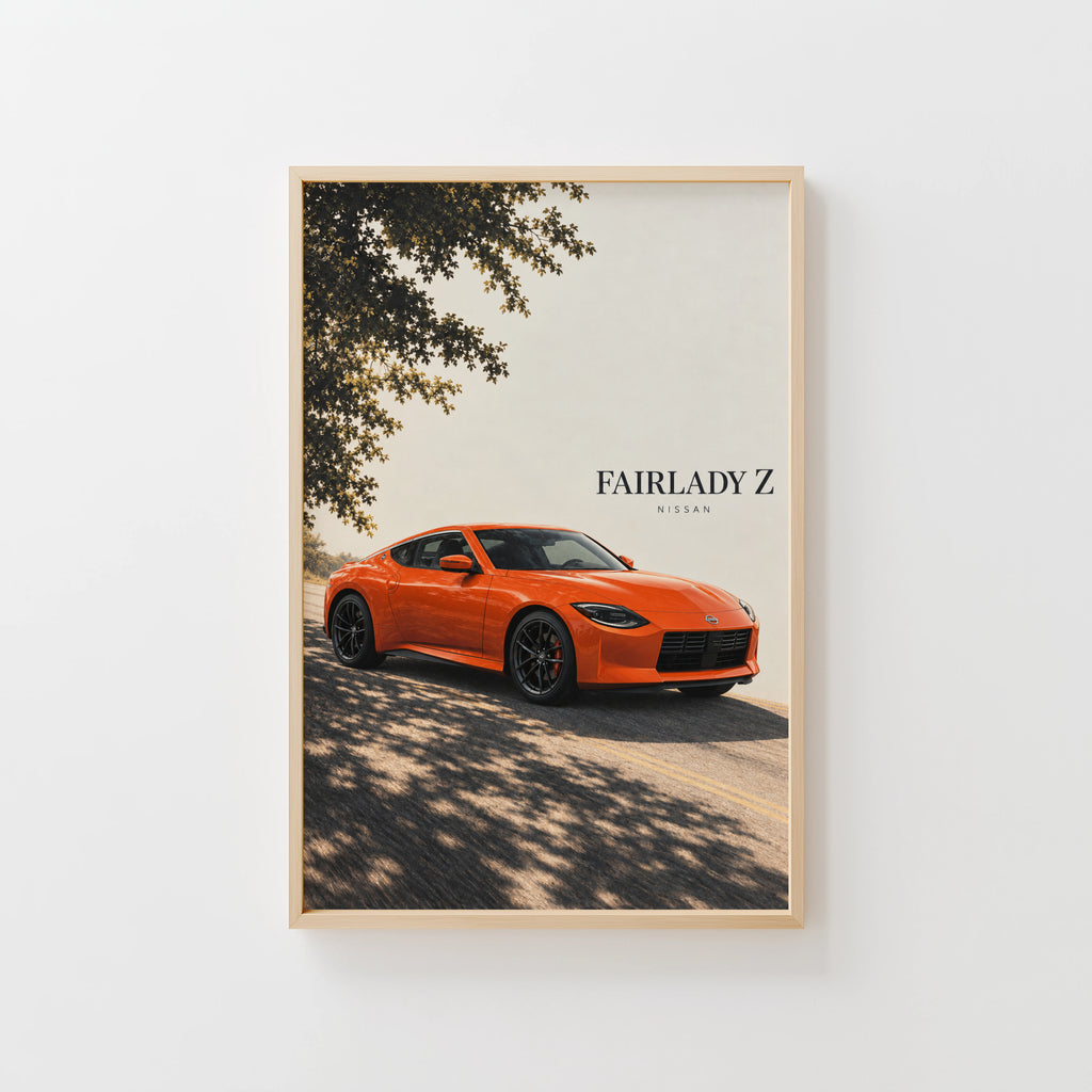 Vintage Nissan Fairlady Z Print, Orange Sports Car