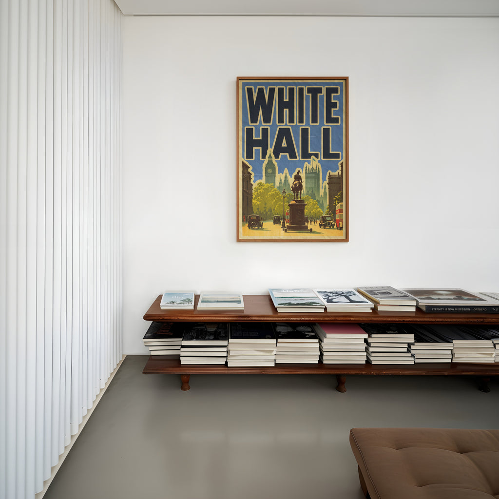 Vintage Whitehall London Poster, Travel Wall Art, City Print