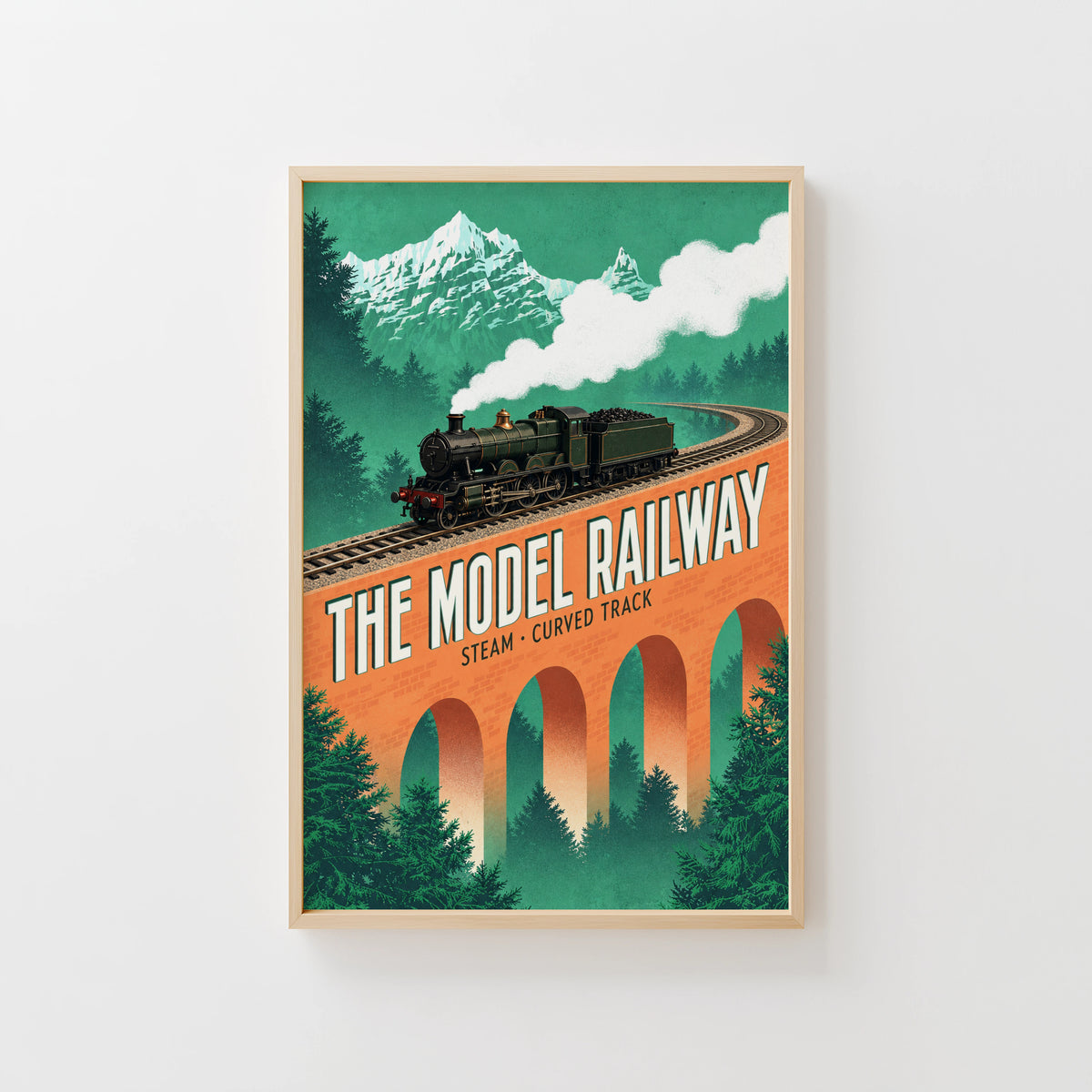 Vintage Model Railway Print Poster, Steam Train Wall Art