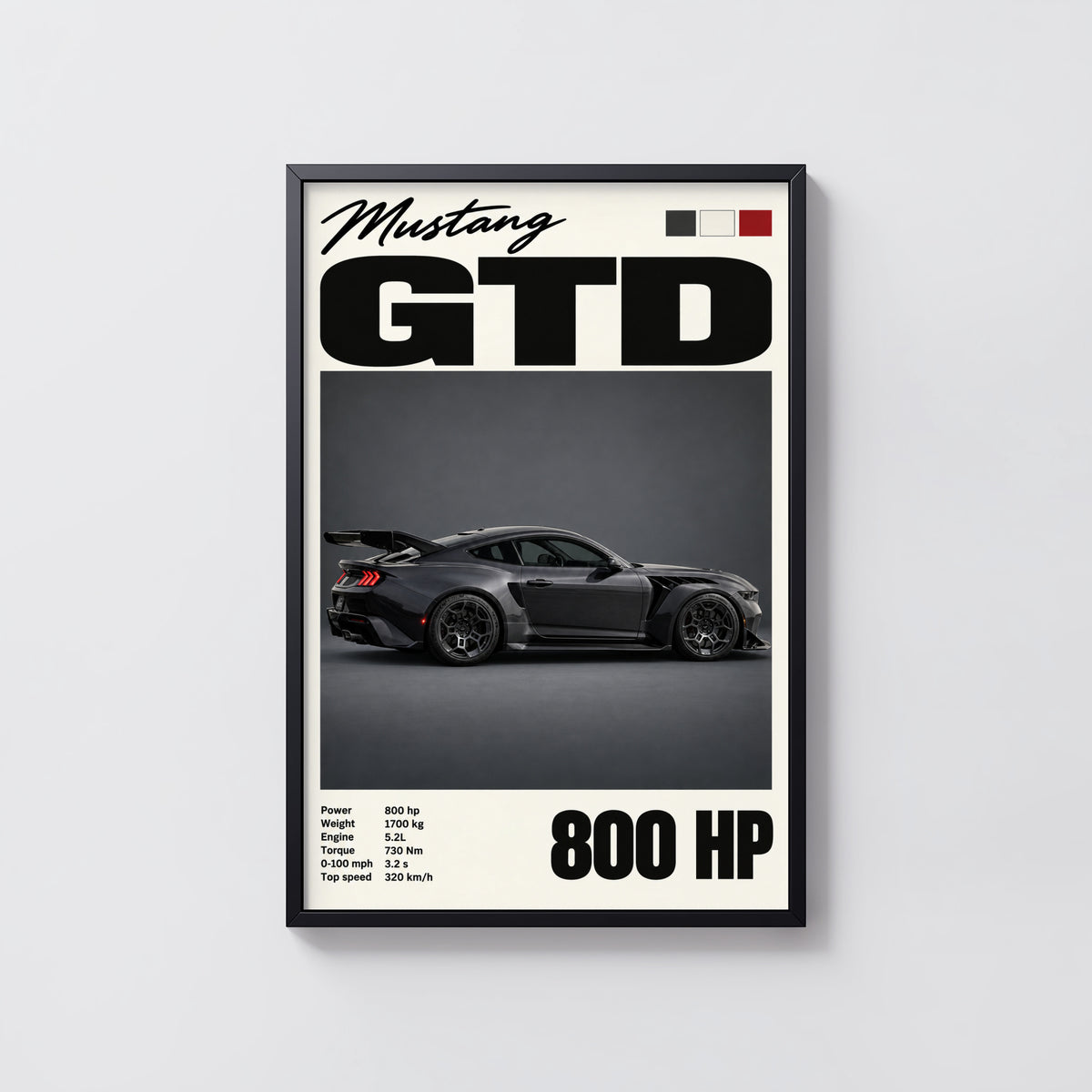 Vintage Print, Mustang GTD Car Wall Art
