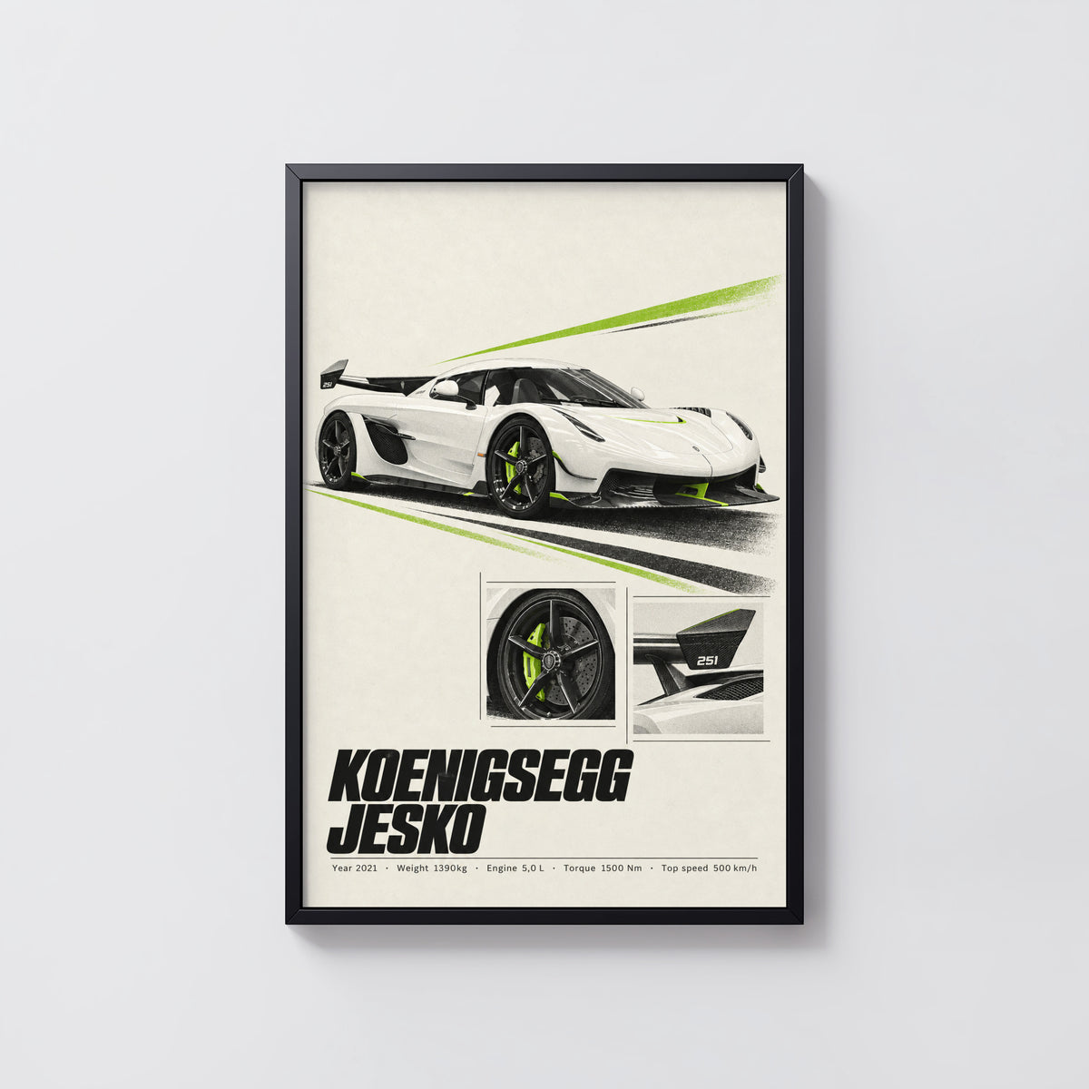 Vintage Koenigsegg Jesko Print, Hypercar Wall Art