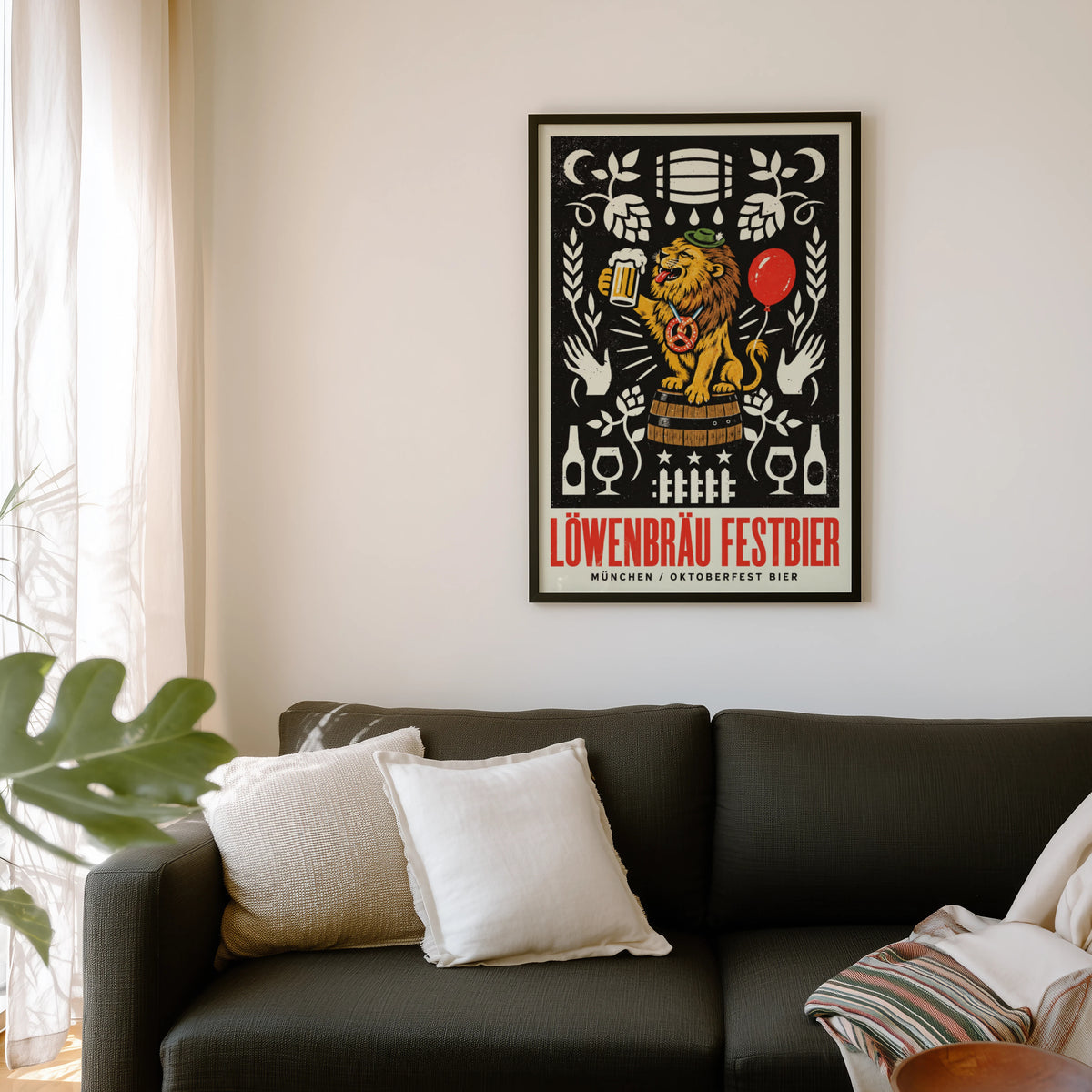 Vintage Lowenbrau Beer Print, Oktoberfest Poster