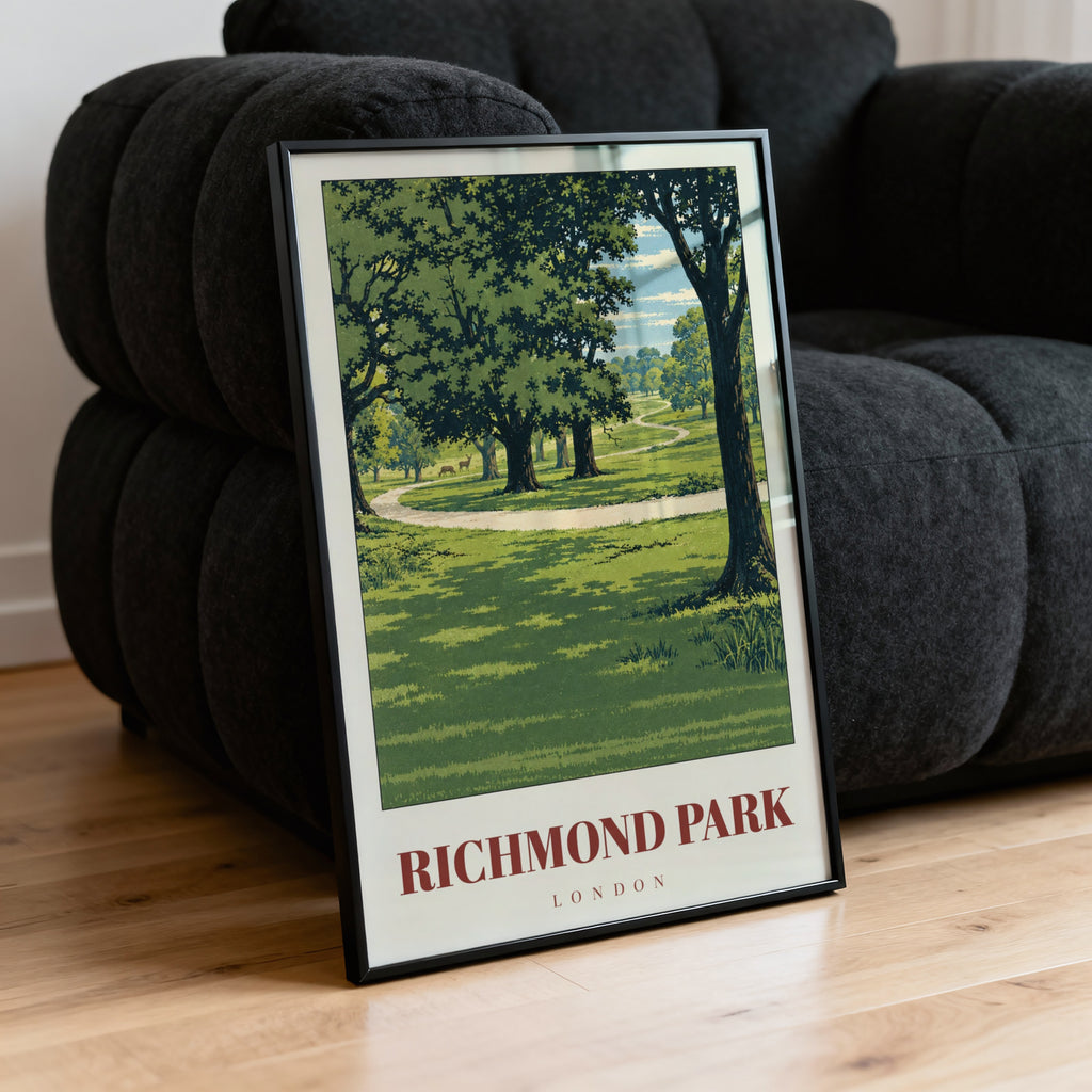 Vintage Richmond Park Poster, London Wall Art Print