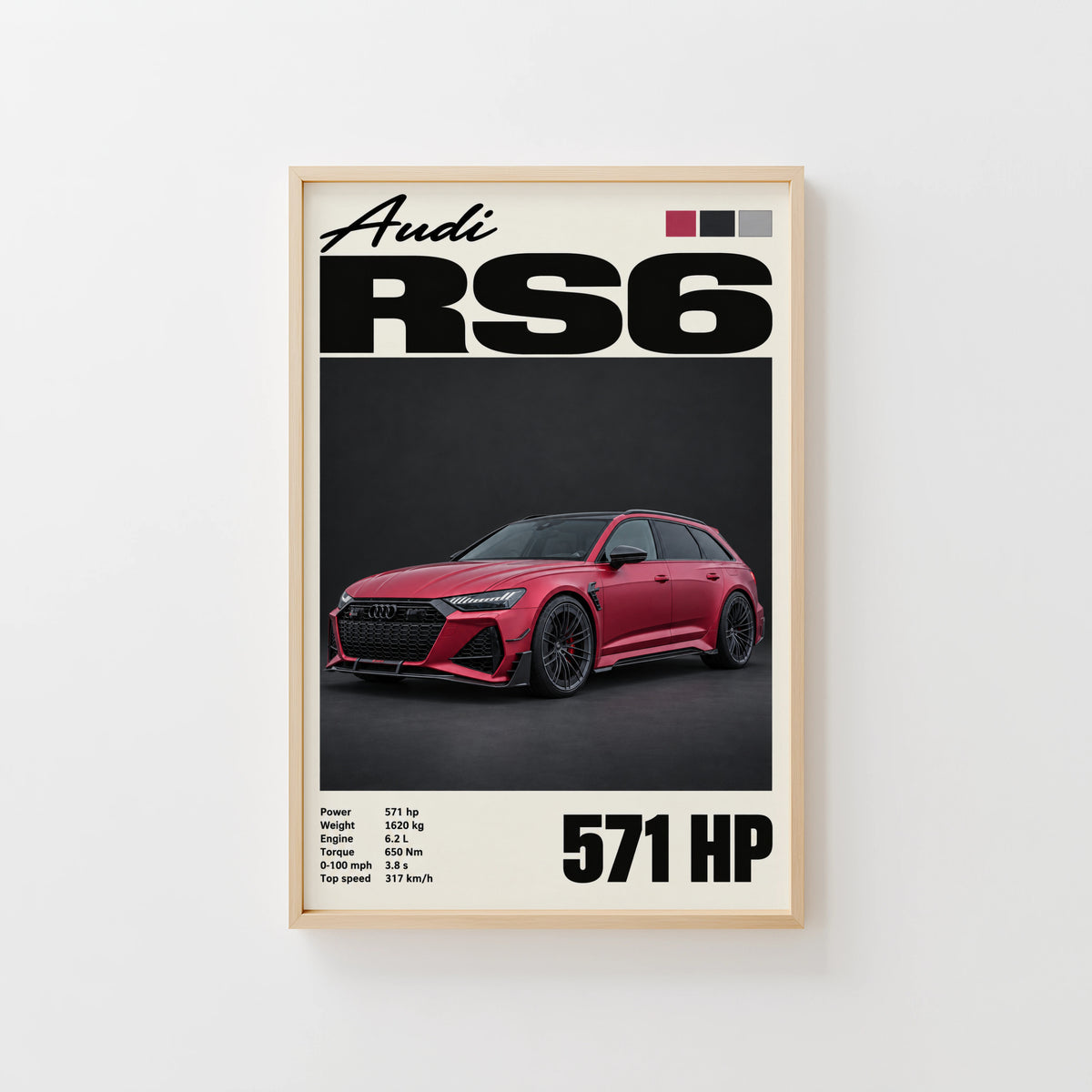 Vintage Audi RS6 Print, Car Wall Art, Estate