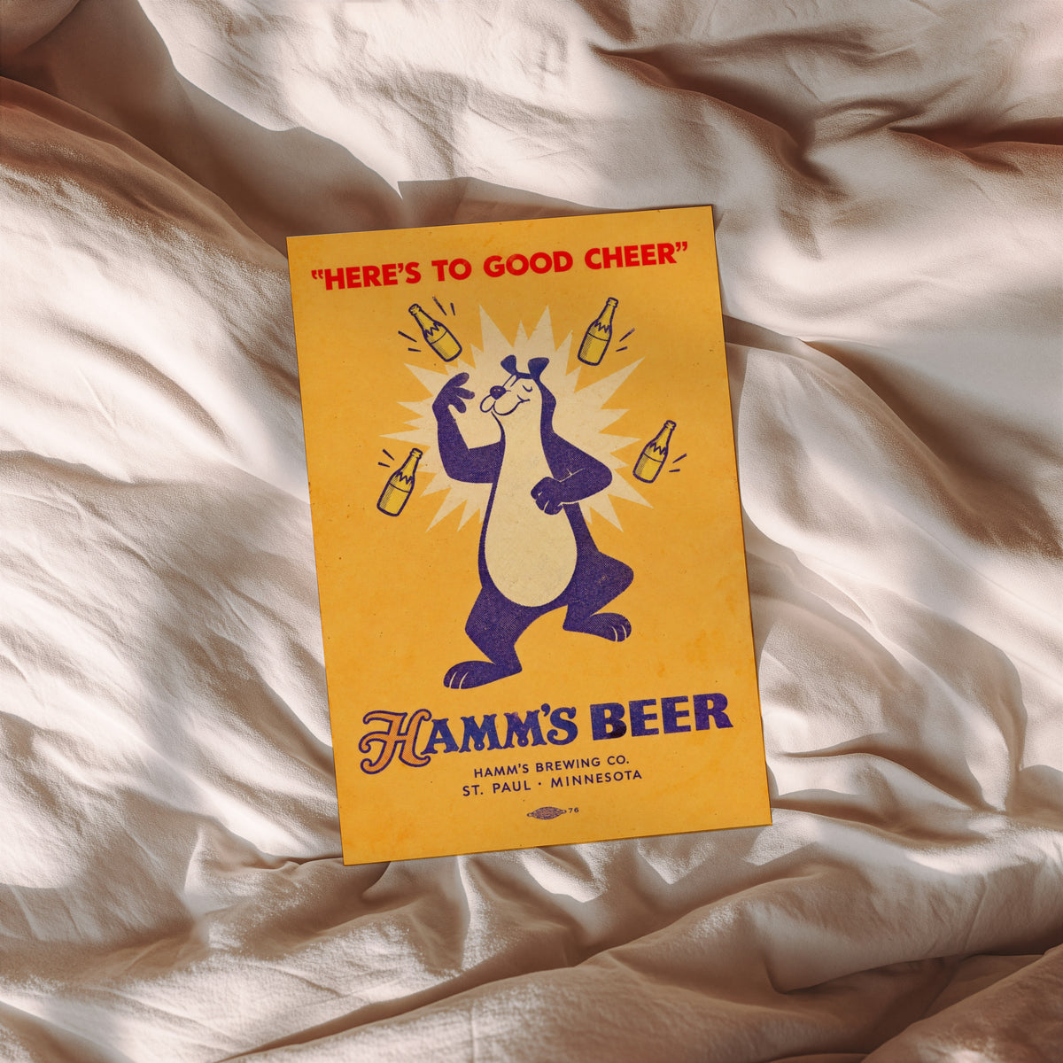 Vintage Hamm's Beer Bear Print, Brewery Poster, Bar Decor