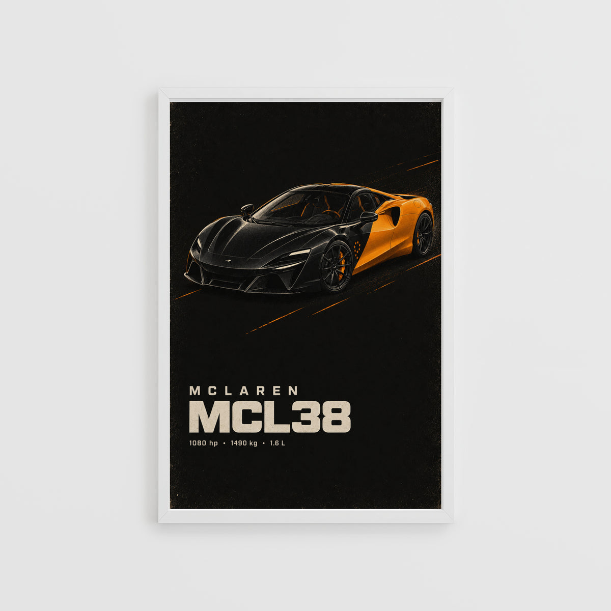 Vintage McLaren MCL38 Print, Supercar Wall Art