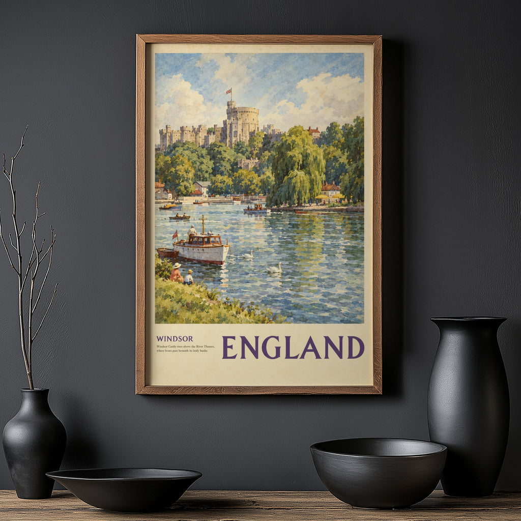 Vintage Windsor Castle Poster, England Wall Art