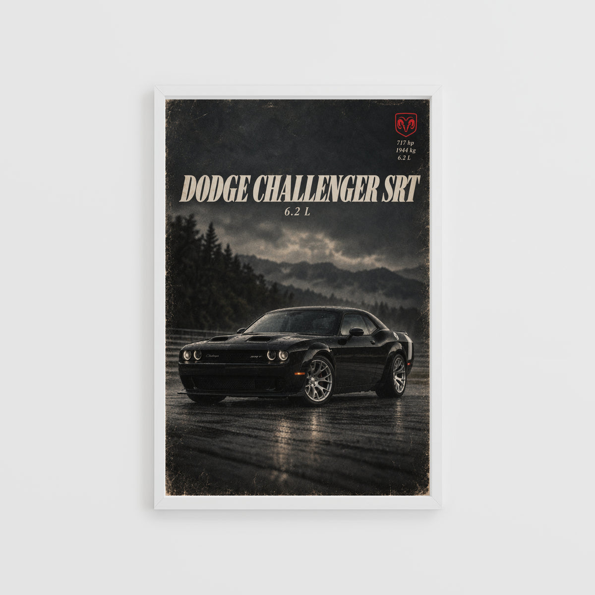 Vintage Dodge Challenger SRT Print, Muscle Car