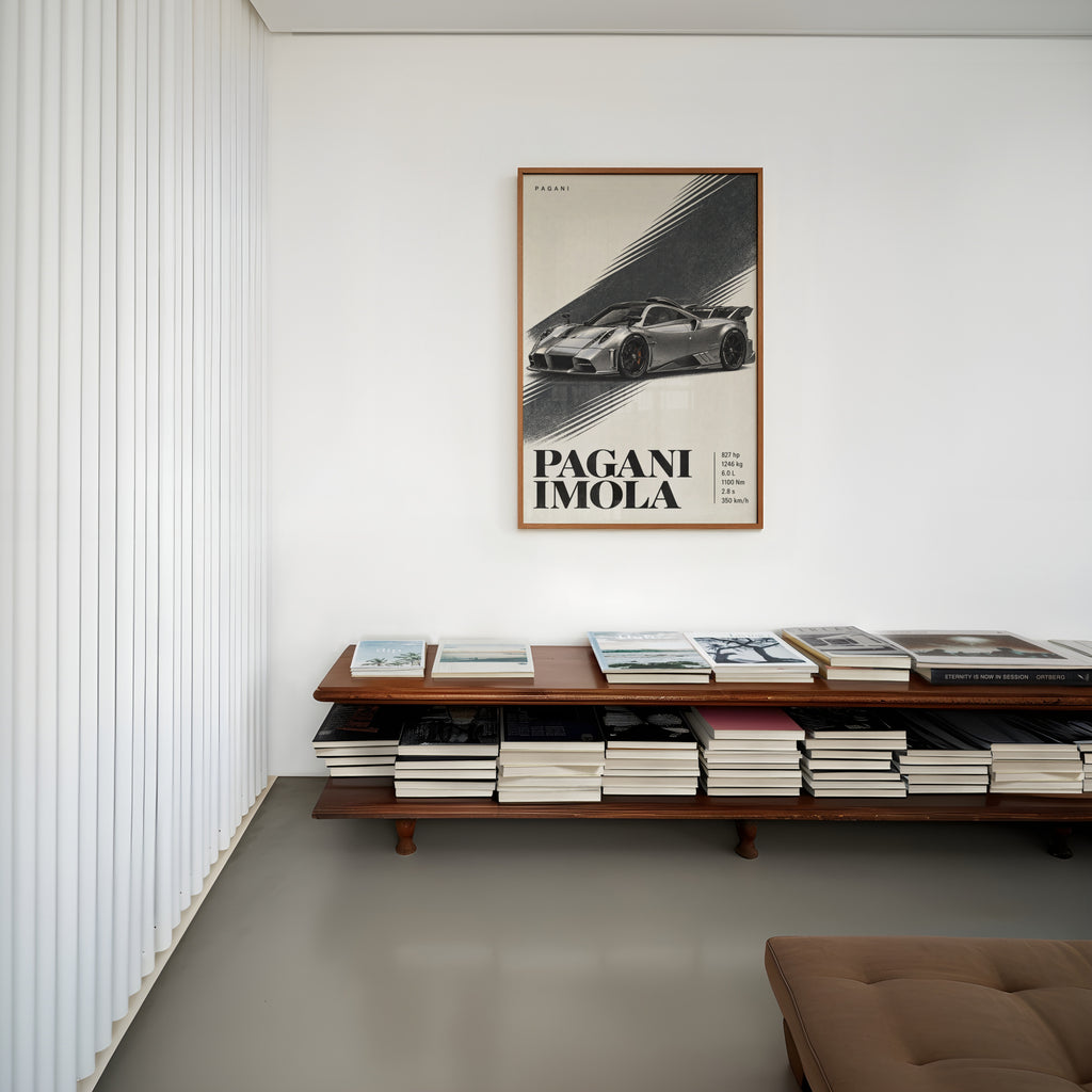 Vintage Pagani Imola Print, Supercar Wall Art