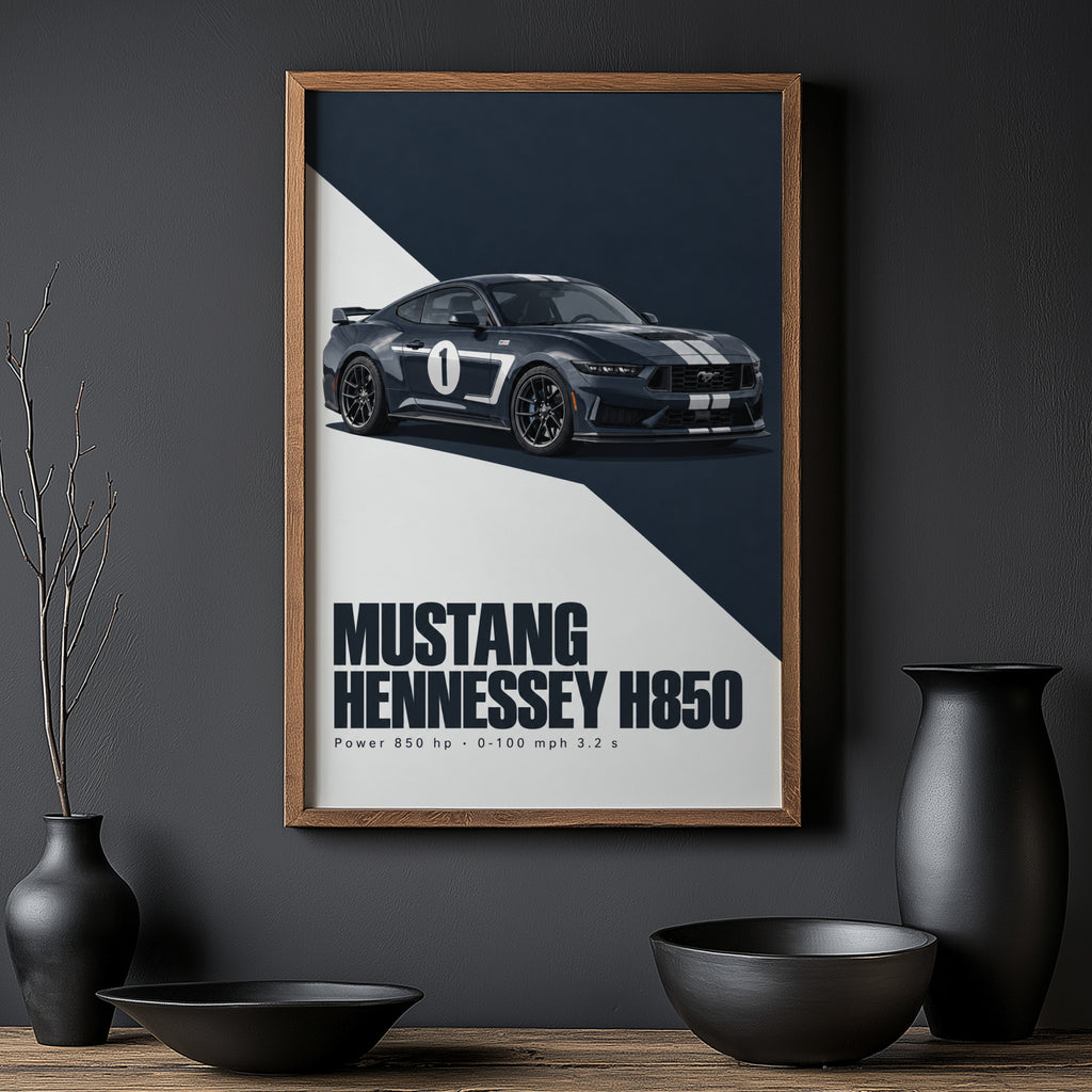 Vintage Mustang Print, Muscle Car Poster, Garage Wall Art