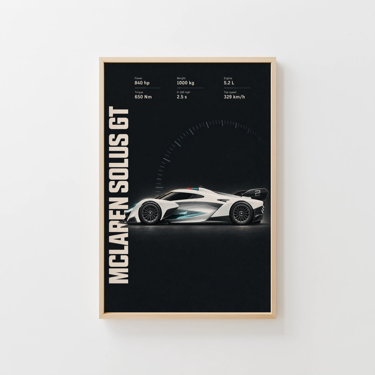 Vintage McLaren Solus GT Print, Supercar Wall Art