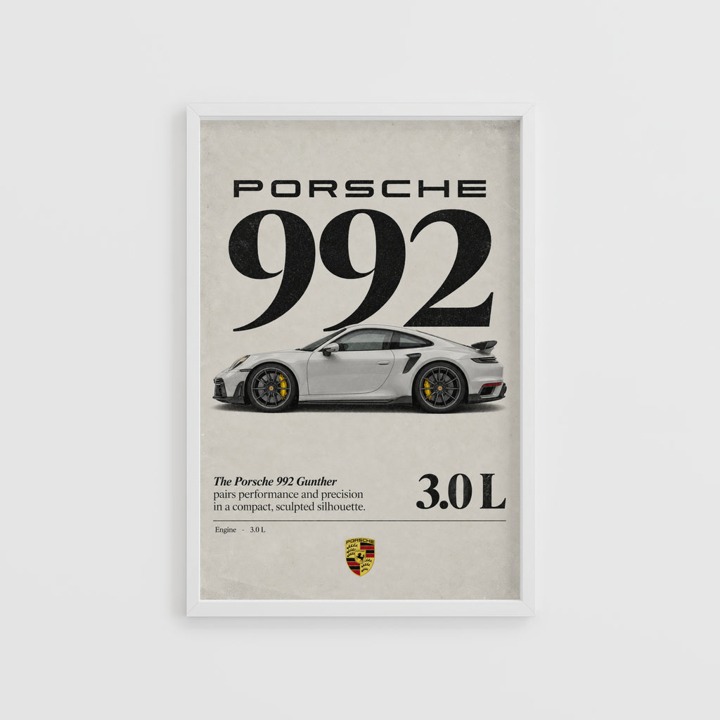 Vintage Porsche 992 Print, Car Wall Art
