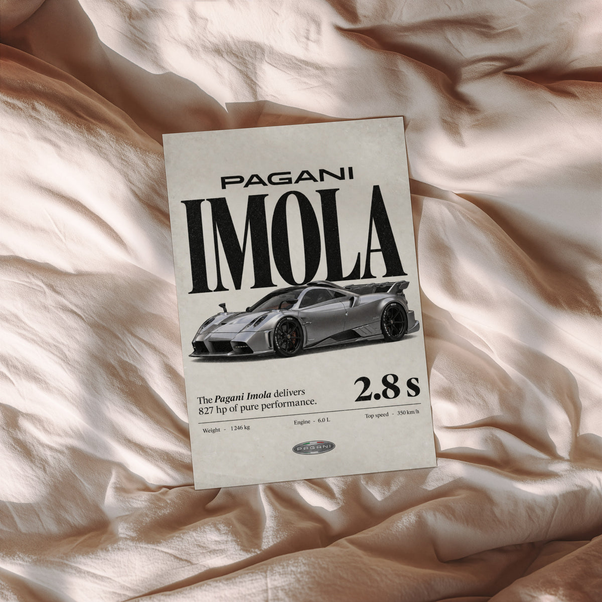 Vintage Pagani Imola Print, Supercar Wall Art