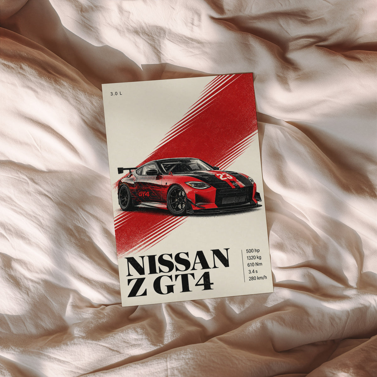 Vintage Nissan Z GT4 Print, Racing Car Wall Art
