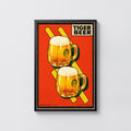 Vintage Tiger Beer Print, Golden Lager Poster, Pub Art
