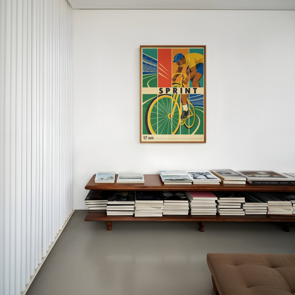 Vintage Cycling Poster, Retro Track Bike Wall Art Print