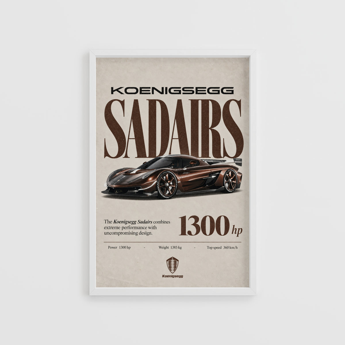 Vintage Koenigsegg Sadairs Print, Supercar Wall Art