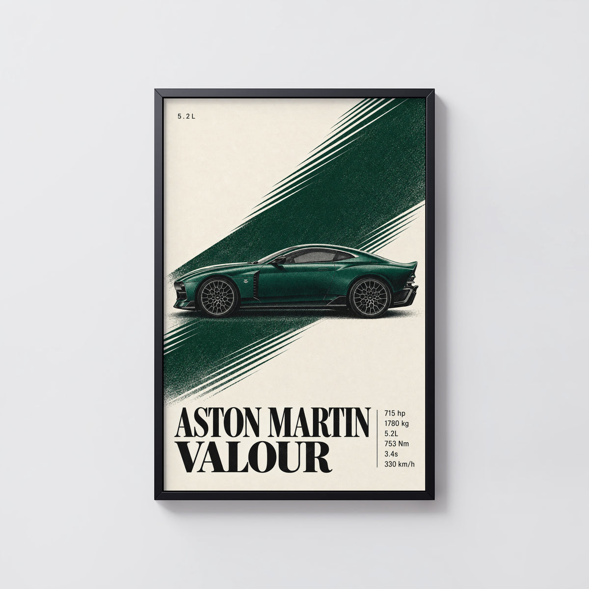 Vintage Aston Martin Valour Print, Green Car Art